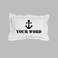 Your Word + Icon Stencil Personalized Lumbar Pillow