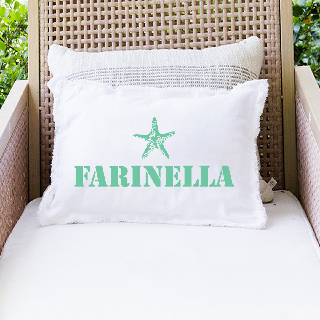 Your Word + Icon Stencil Personalized Lumbar Pillow