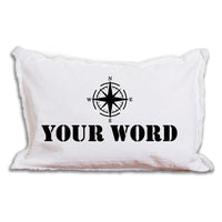 Compass One Line Text Personalized Lumbar Pillow