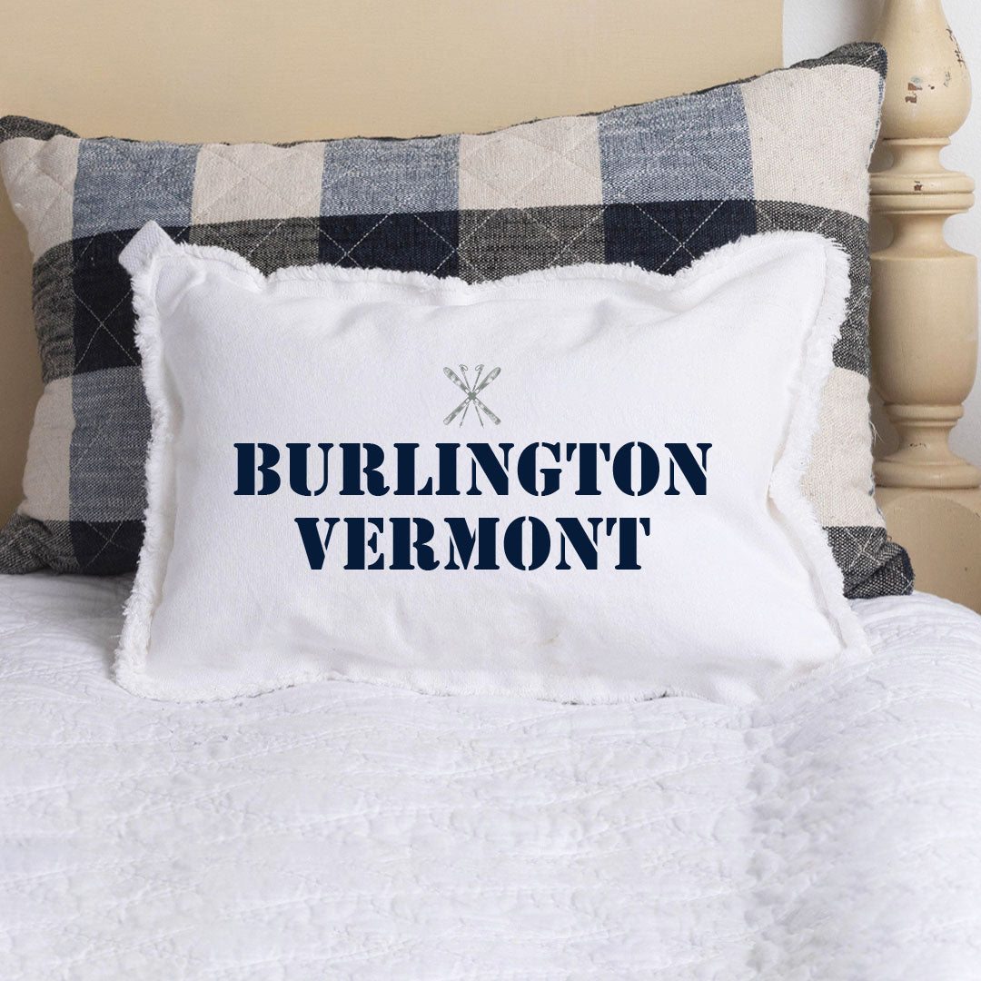 Personalized Skis Two Line Text Lumbar Pillow