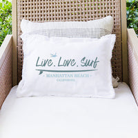 Live. Love. Surf. Personalized Lumbar Pillow