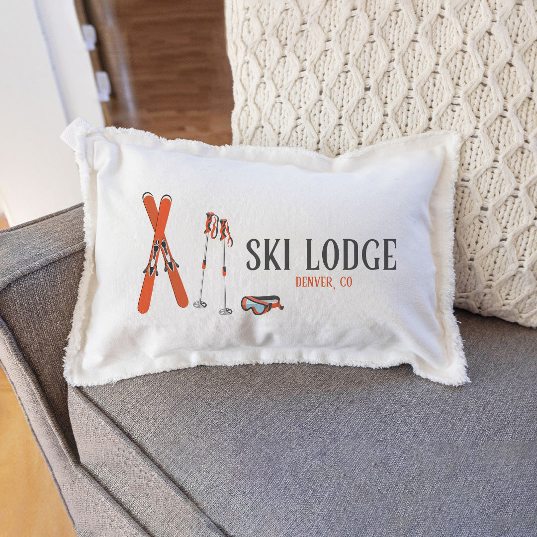 Personalized Ski Lodge Lumbar Pillow