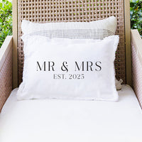 Mr & Mrs EST Personalized Rectangle Pillow