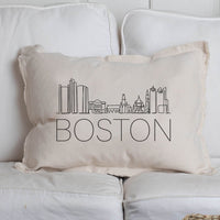 Line Art Boston Skyline Lumbar Pillow