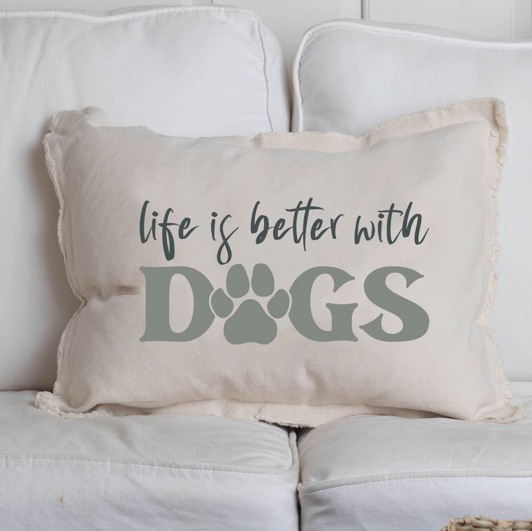 Life is Better With Dogs Lumbar Pillow