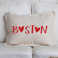 Red Boston Heart Lumbar Pillow