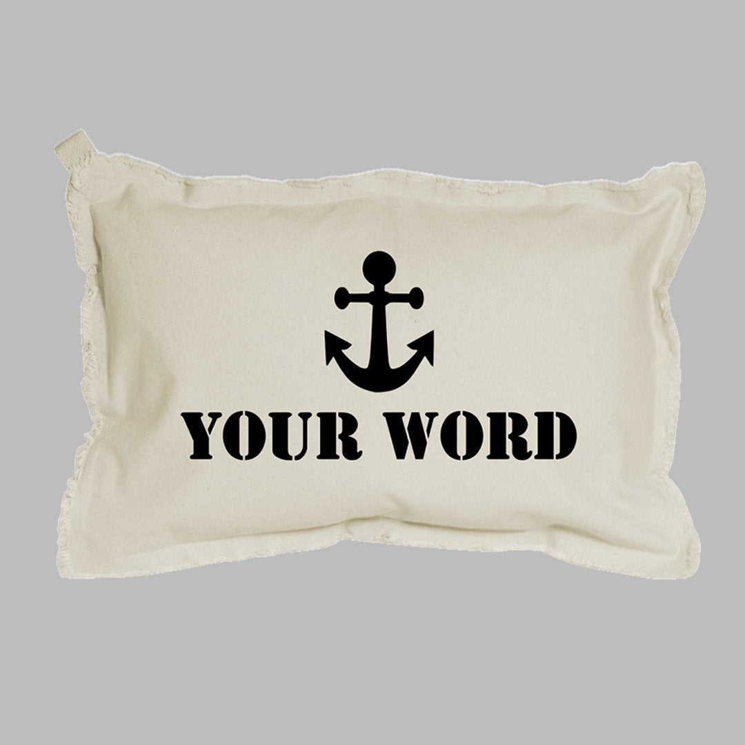 Your Word + Icon Stencil Personalized Lumbar Pillow
