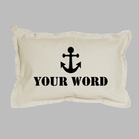 Your Word + Icon Stencil Personalized Lumbar Pillow