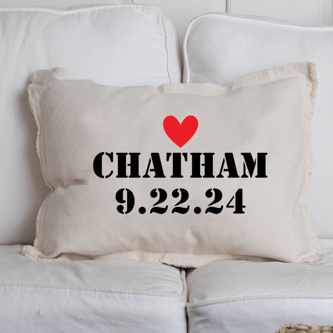 Personalized Heart Two Line Text Lumbar Pillow