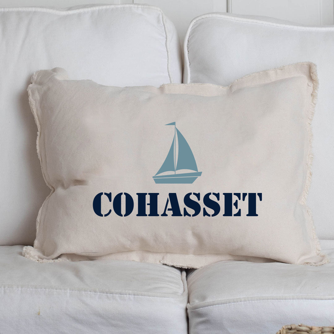 Personalized Sailboat One Line Text Lumbar Pillow