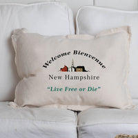 Welcome Bienvenue New Hamphshire Lumbar Pillow