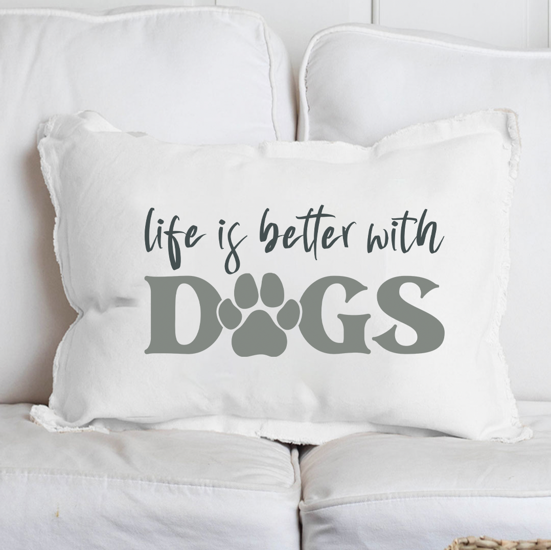 Life is Better With Dogs Lumbar Pillow