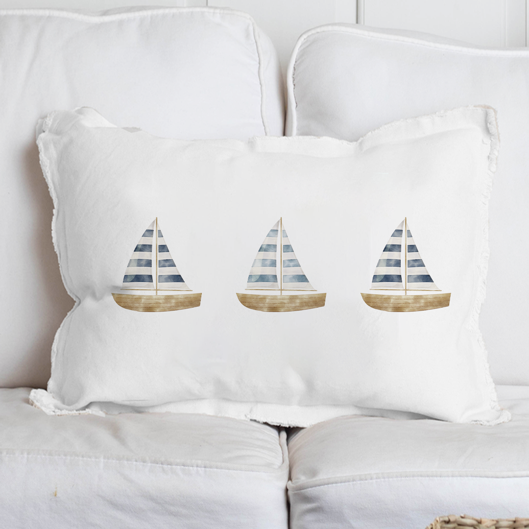 Watercolor Sailboat Lumbar Pillow