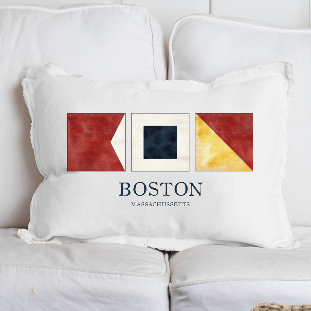 Boston Nautical Letters Lumbar Pillow