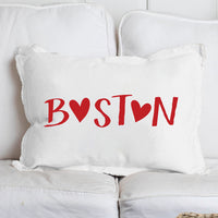 Red Boston Heart Lumbar Pillow