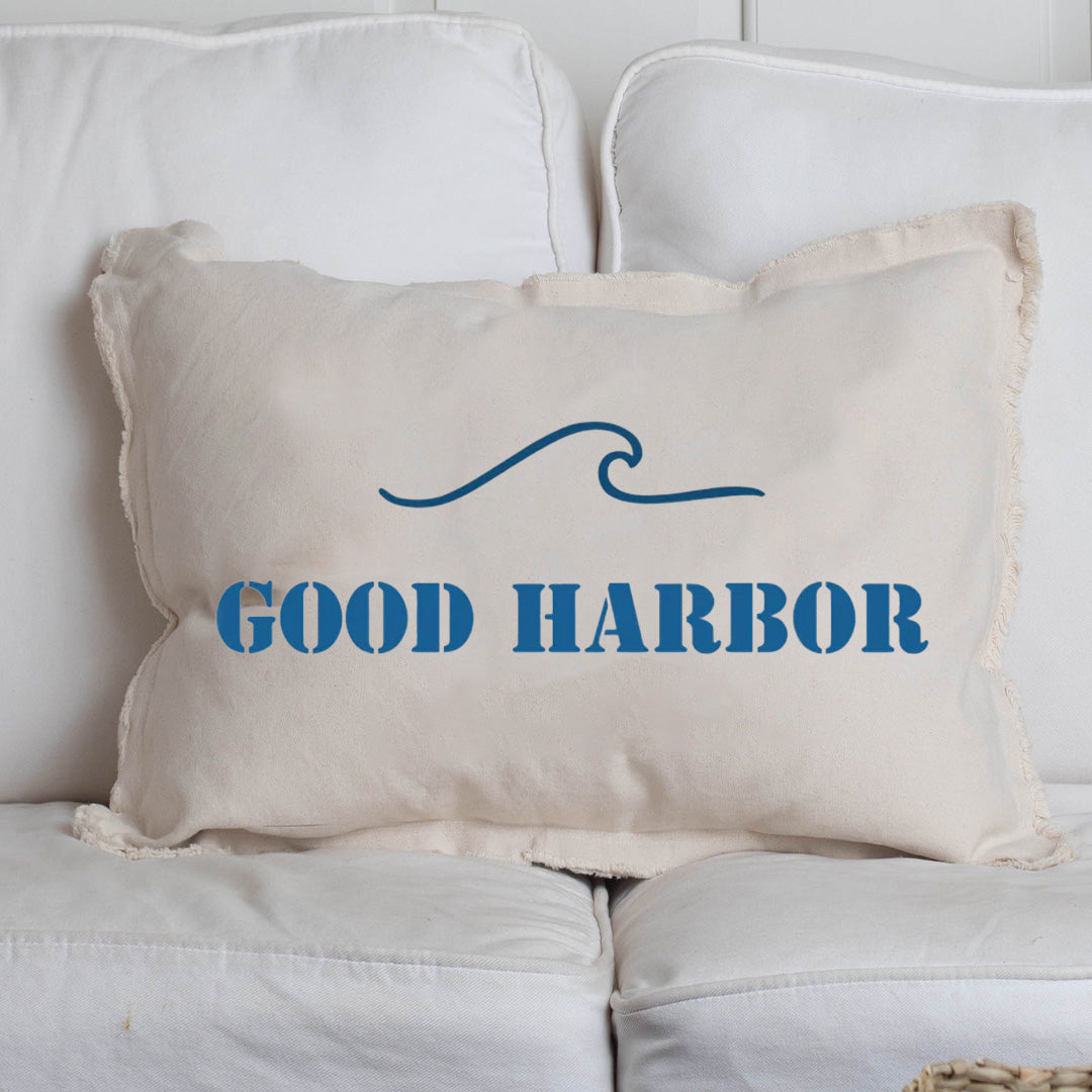 Your Word + Icon Stencil Personalized Lumbar Pillow