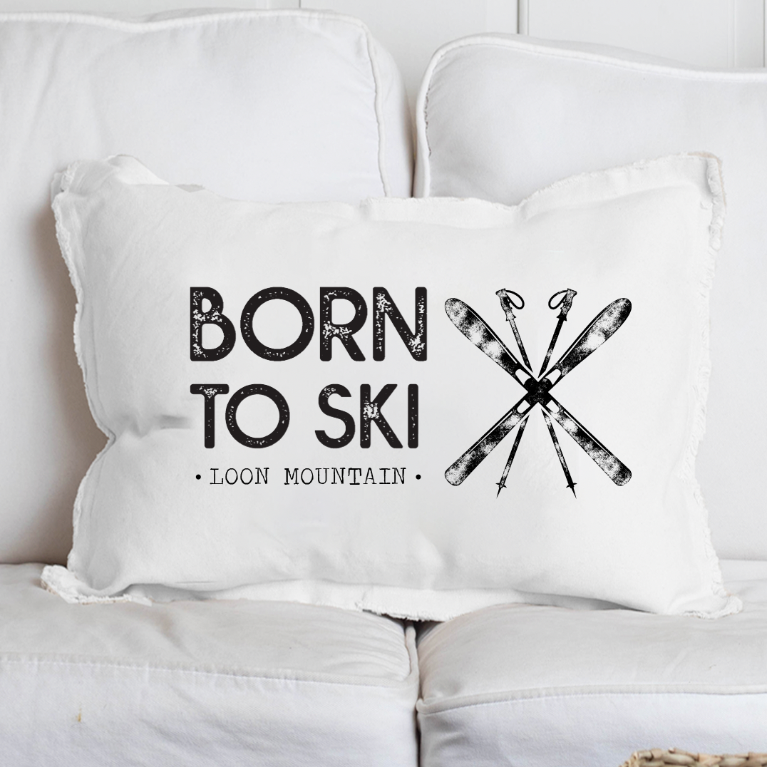 Personalized Born To Ski Lumbar Pillow