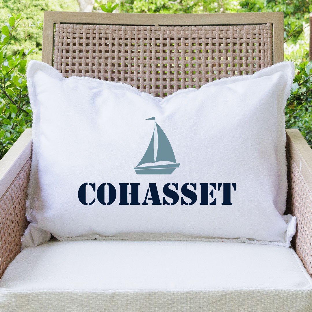 Personalized Sailboat One Line Text Lumbar Pillow