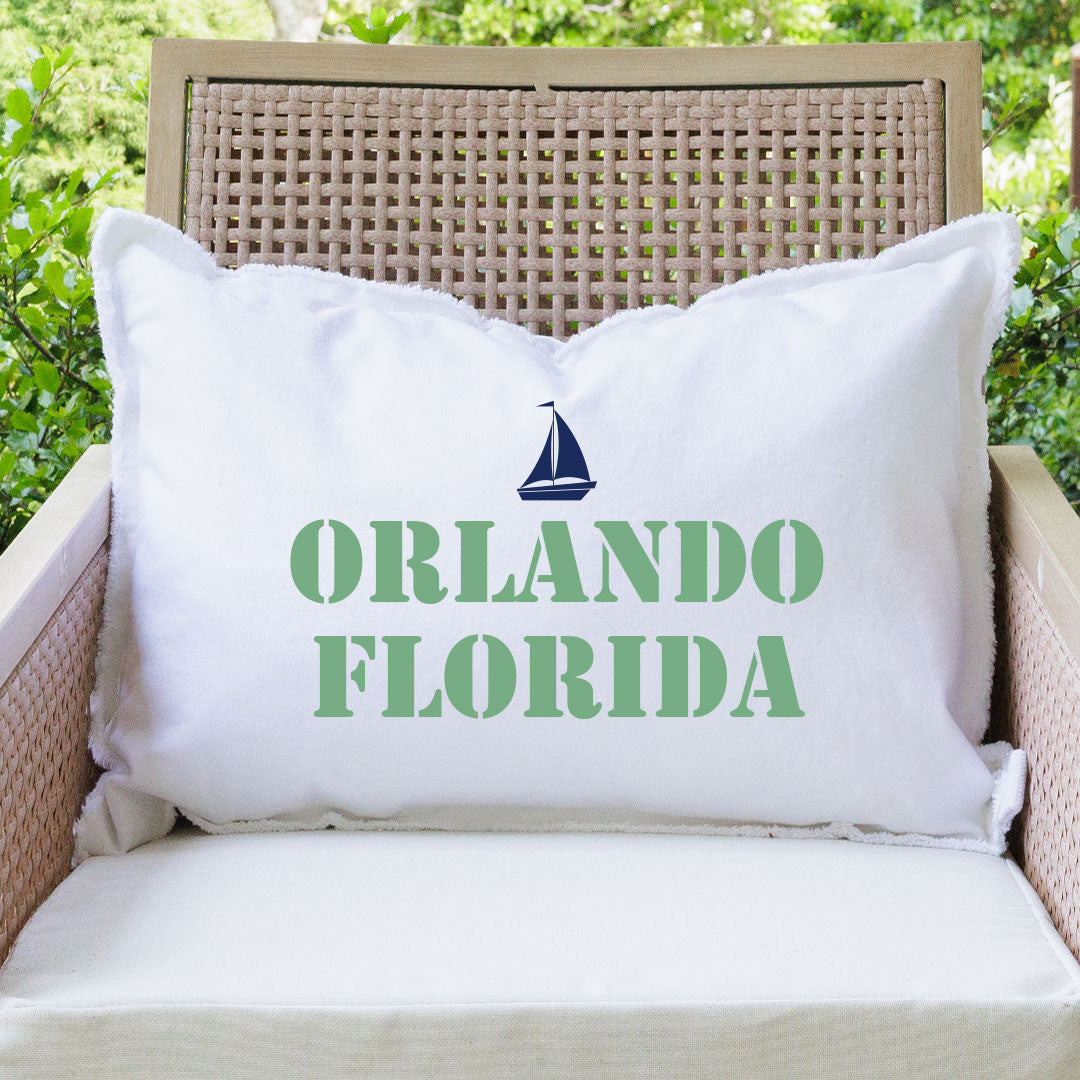 Personalized Sailboat Two Line Text Lumbar Pillow