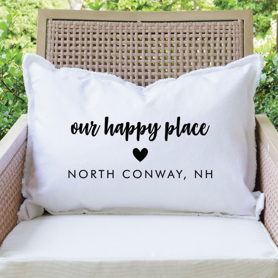 Personalized Our Happy Place Lumbar Pillow