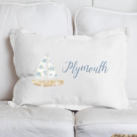 Personalized Hydrangea Sailboat Lumbar Pillow