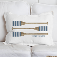 Personalized Striped Oars Lumbar Pillow