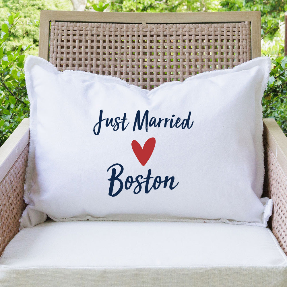 Personalized Just Married Lumbar Pillow