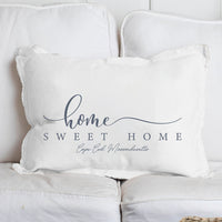 Personalized Grey and White Home Sweet Home Lumbar Pillow