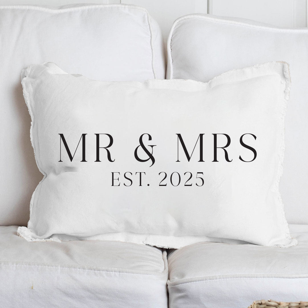 Mr & Mrs EST Personalized Lumbar Pillow