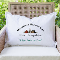 Welcome Bienvenue New Hamphshire Lumbar Pillow
