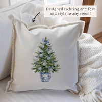 Coastal Cottage Christmas Tree Pillow