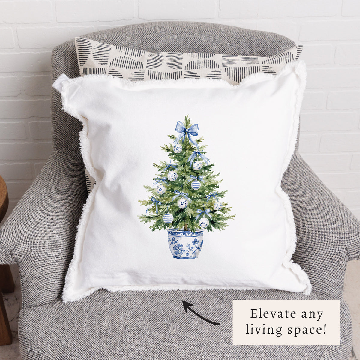 Coastal Cottage Christmas Tree Pillow