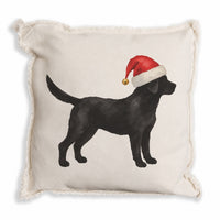Black Lab Santa Hat Pillow