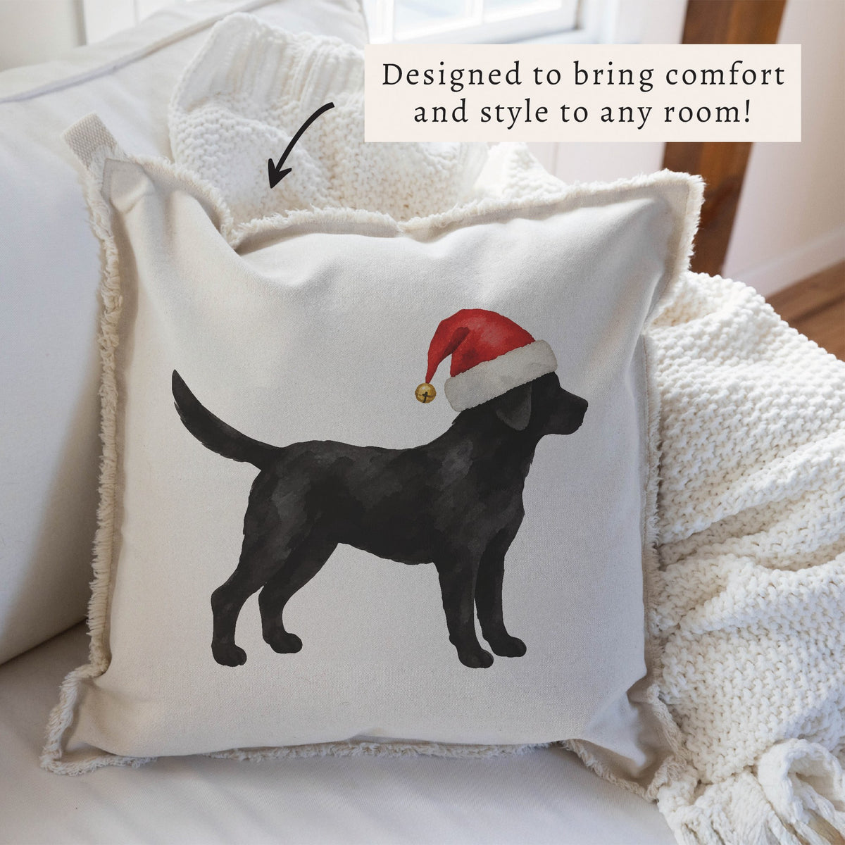 Black Lab Santa Hat Pillow