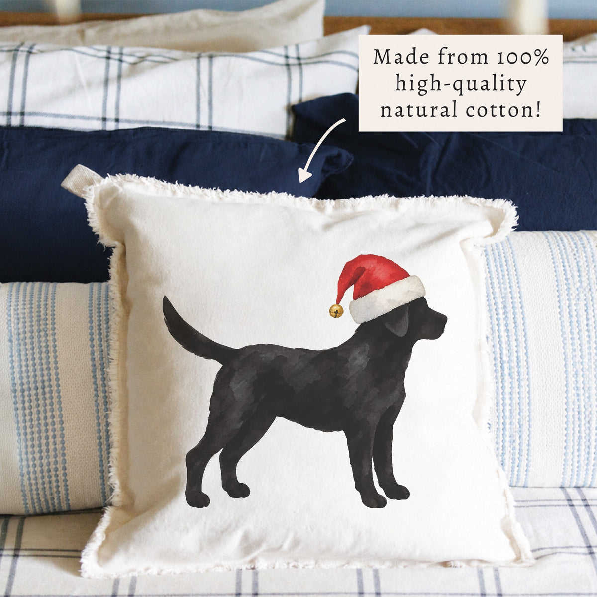 Black Lab Santa Hat Pillow