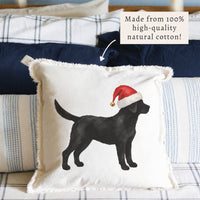 Black Lab Santa Hat Pillow