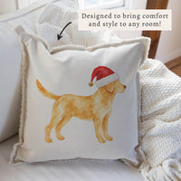 Yellow Lab Santa Hat Pillow