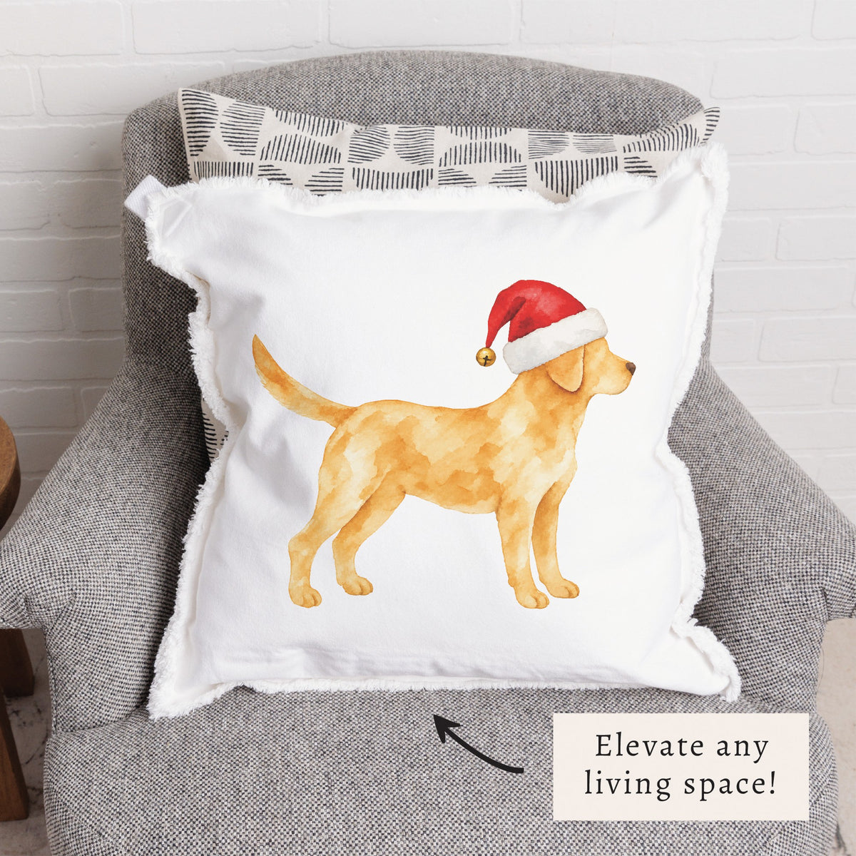 Yellow Lab Santa Hat Pillow