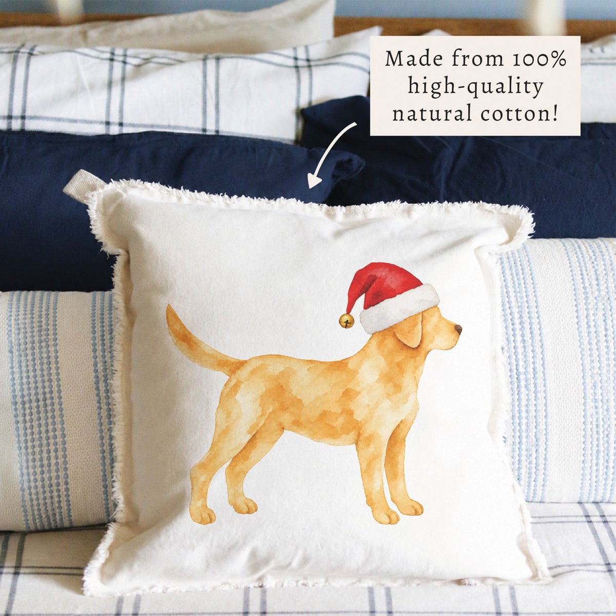 Yellow Lab Santa Hat Pillow
