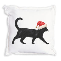 Black Cat Santa Hat Pillow
