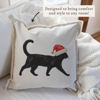 Black Cat Santa Hat Pillow