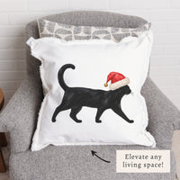 Black Cat Santa Hat Pillow