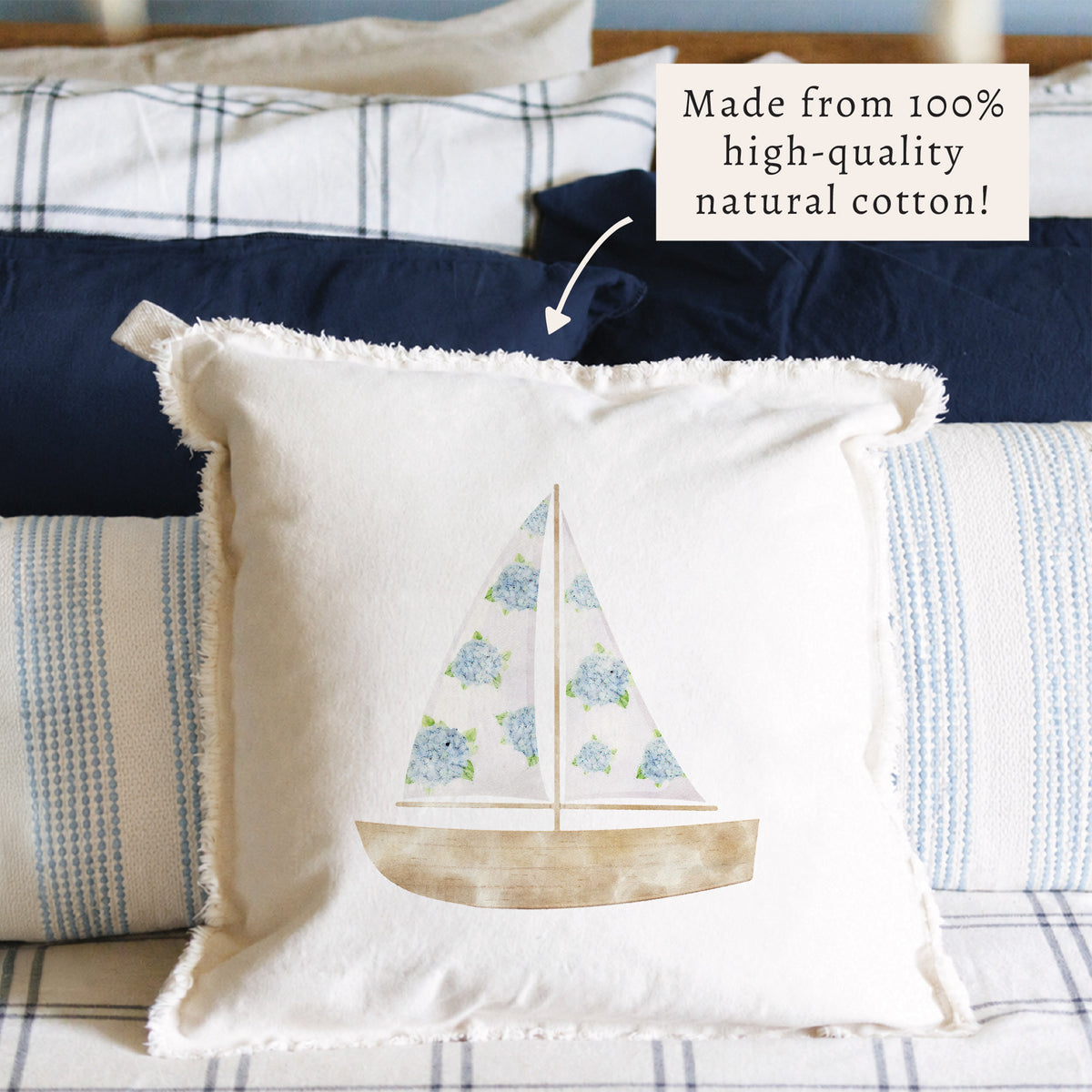 Hydrangea Sailboat Pillow