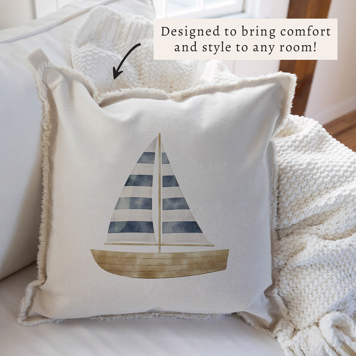 Watercolor Sailboat Pillow