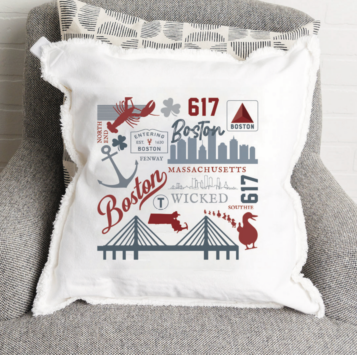 All Things Boston Square Pillow