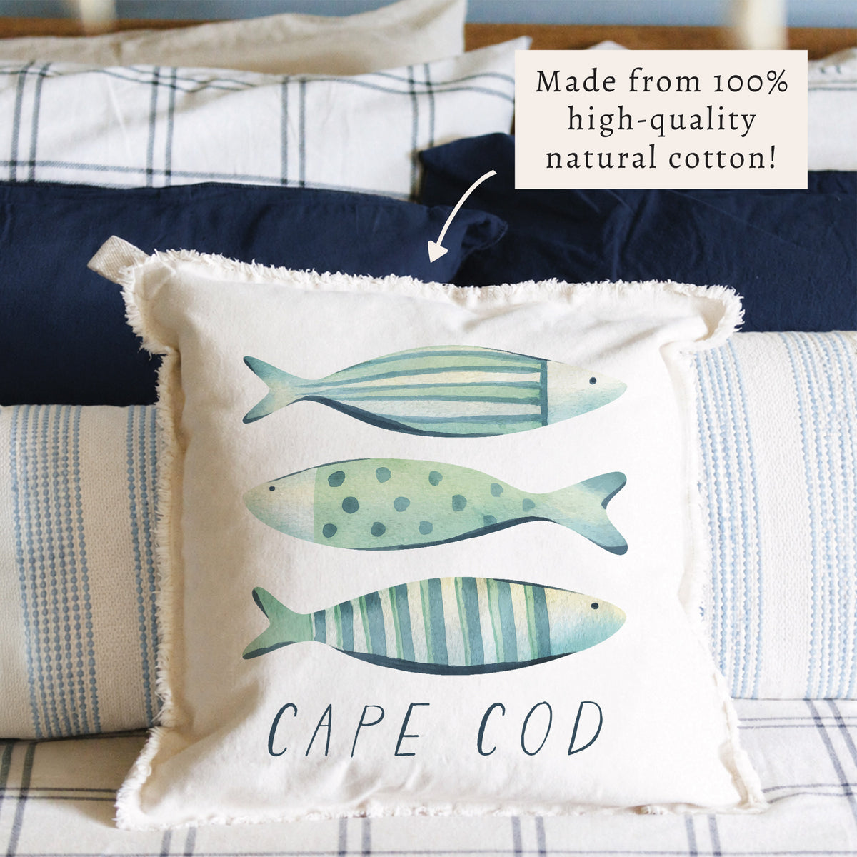 Coastal Fish Trio Personalized Pillow