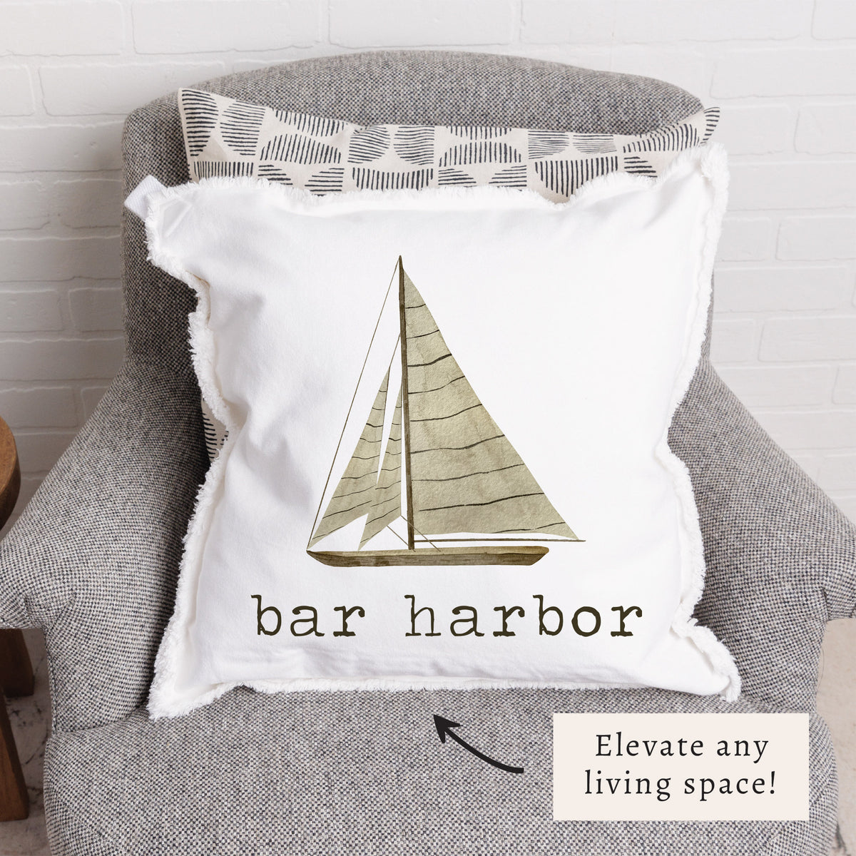Striped Sailboat Personalized Pillow