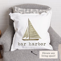 Striped Sailboat Personalized Pillow