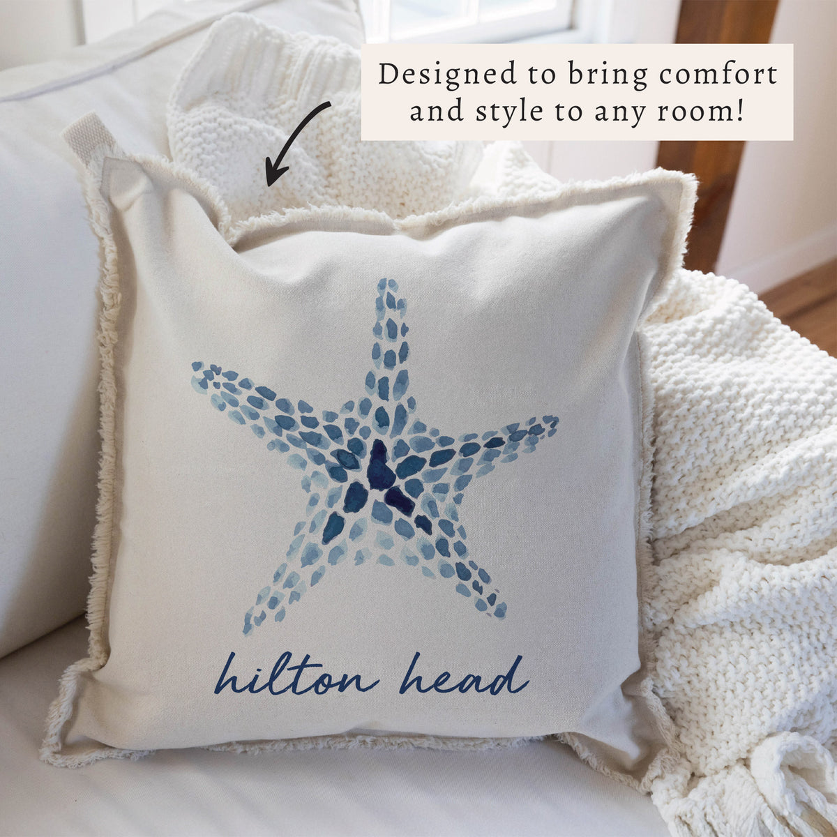 Blue Starfish Personalized Pillow