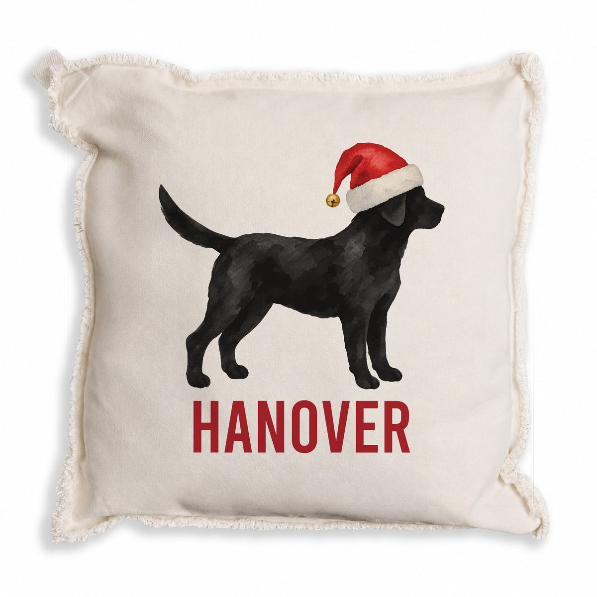 Black Lab Santa Hat Personalized Pillow